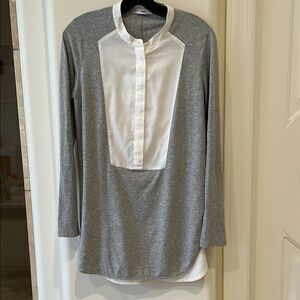 Vince Gray and White Long Sleeve Tee